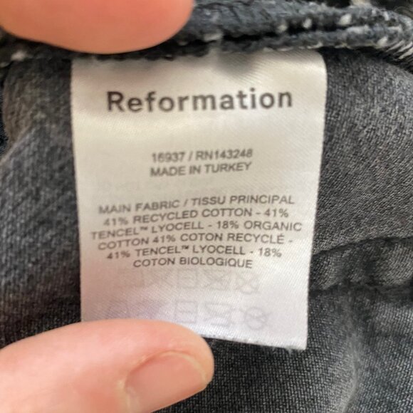 🌎 Reformation Baggy Black Barrel Jeans in Seine Wash 🌳 Size 25 - Picture 11 of 12
